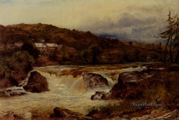 Cerca de Bettws Y Coed, el cruce de Conway y Llugwy, el paisaje del río Benjamin Williams Leader Landscapes Pinturas al óleo